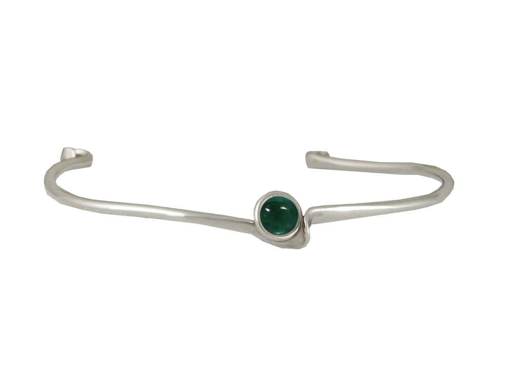 Sterling Silver Wave Cuff Bracelet With Fluorite